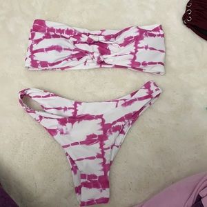 pink tie dye bandeau bikini